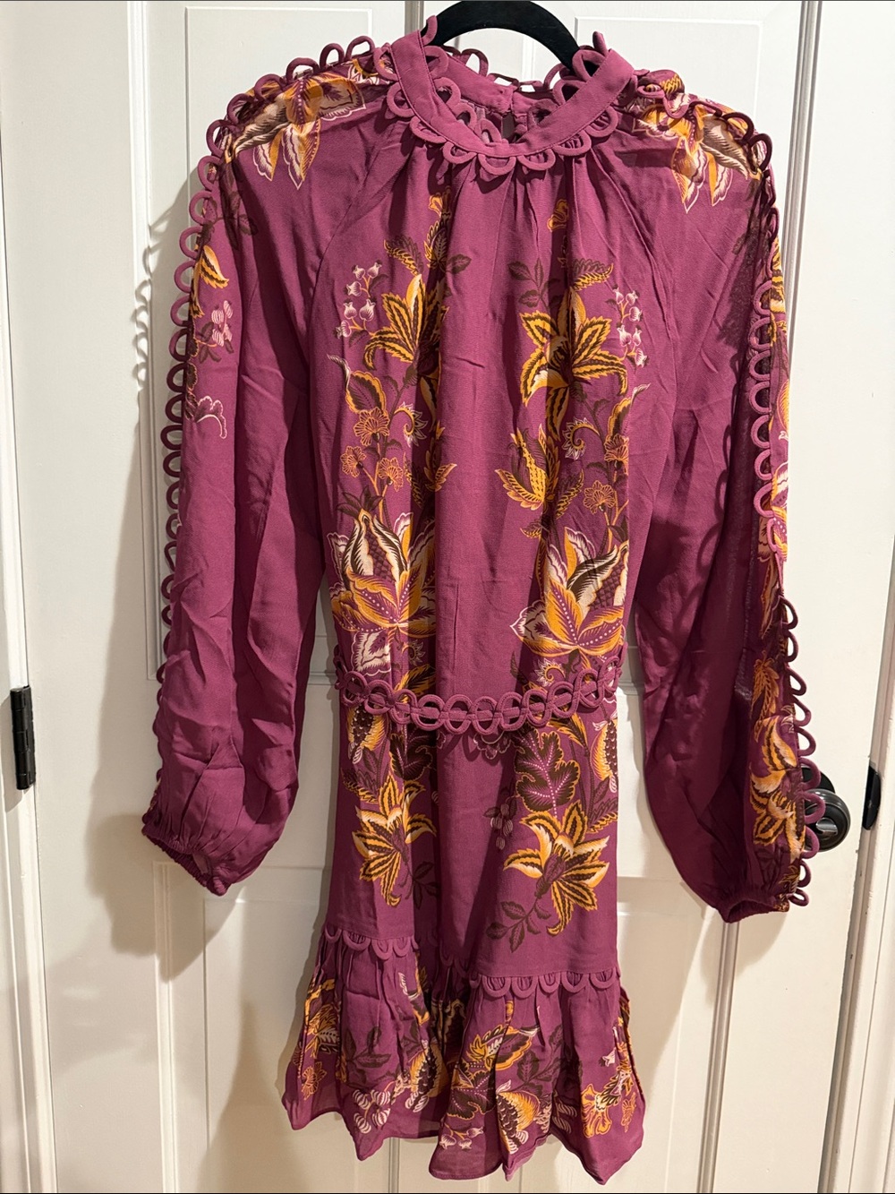 FARM Rio Plum Long-Sleeve Floral Embroidered Mini Dress - Picture 3 of 7
